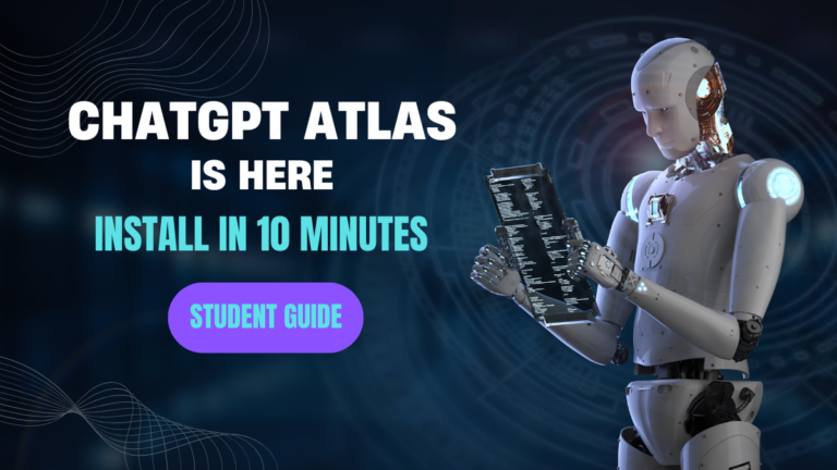 Robot promoting ChatGPT Atlas installation